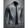 Retro personality slim stand-up collar zipper workwear jacket cycling motorcycle suit jacket