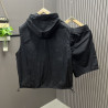 Cardigan zipper hooded sleeveless T-shirt men's workwear three-dimensional pocket shoulder