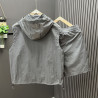 Cardigan zipper hooded sleeveless T-shirt men's workwear three-dimensional pocket shoulder