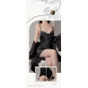 Sexy V-neck lace lingerie, silver deep V camisole nightgown, French open front robe, home lady's set.