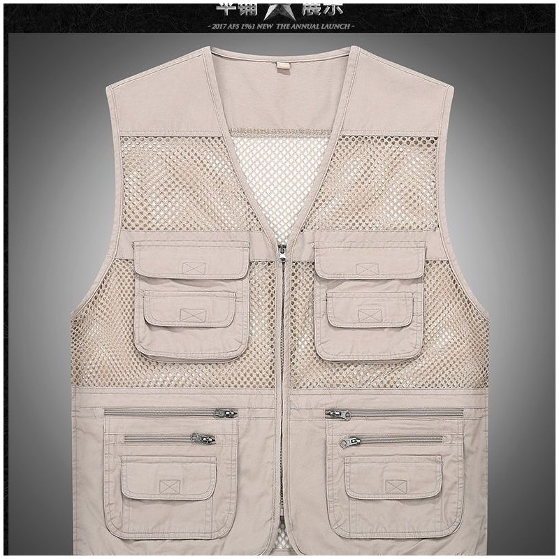 Men's vest outdoor photography vest pocket fishing mesh vest multifunctional vest