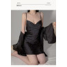 Sexy V-neck lace lingerie, silver deep V camisole nightgown, French open front robe, home lady's set.