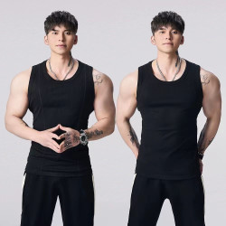Sleeveless large vest sports casual fitness training shoulder T-shirt bottom clothes