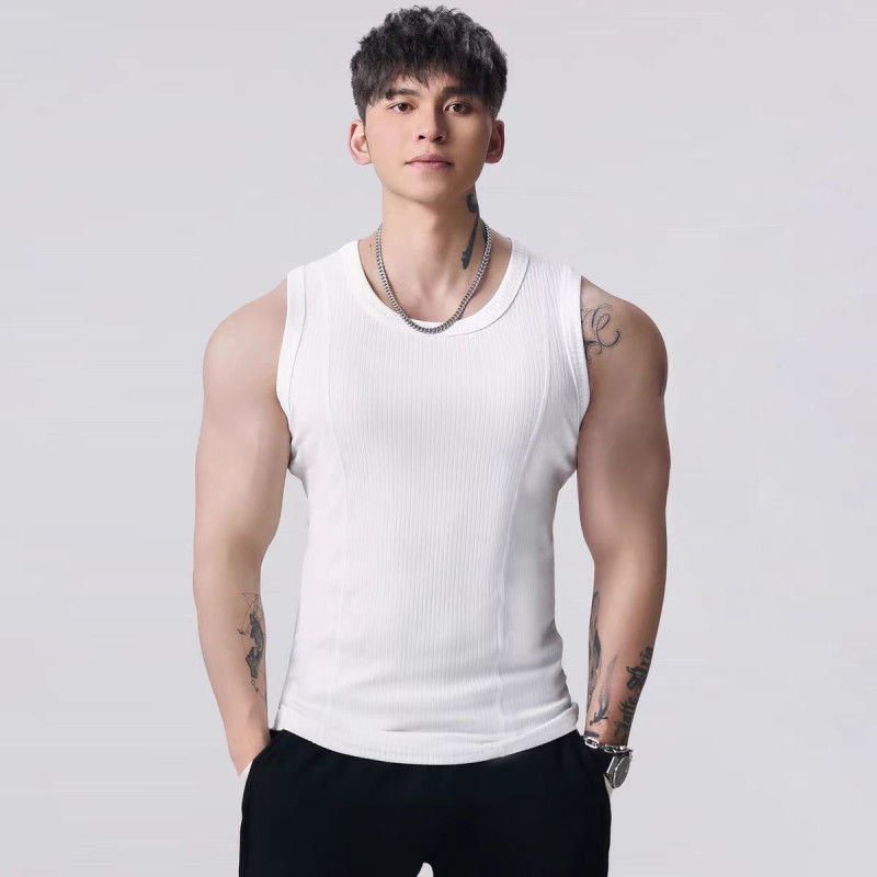 Sleeveless large vest sports casual fitness training shoulder T-shirt bottom clothes