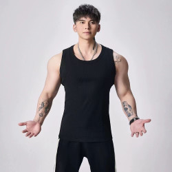Sleeveless large vest sports casual fitness training shoulder T-shirt bottom clothes