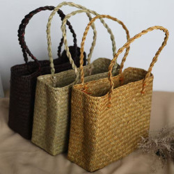 Straw bag woven retro bag