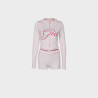 Fashion retro printed slim elastic hooded sports style long-sleeved jacket shorts set women