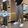 Thin ice silk trousers, men's trousers, printed cool and breathable loose casual trousers