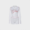 Fashion retro printed slim elastic hooded sports style long-sleeved jacket shorts set women