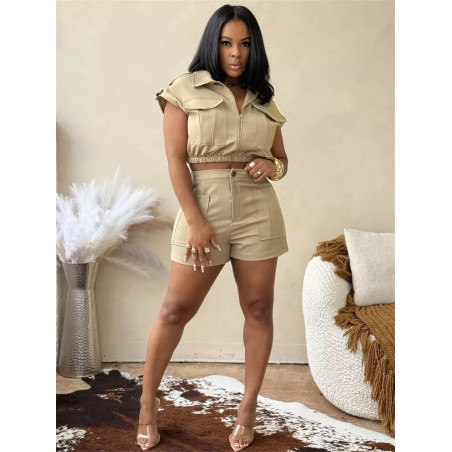 Summer new women's clothing personality temperament decoration body clothes hip wrap slim shorts set
