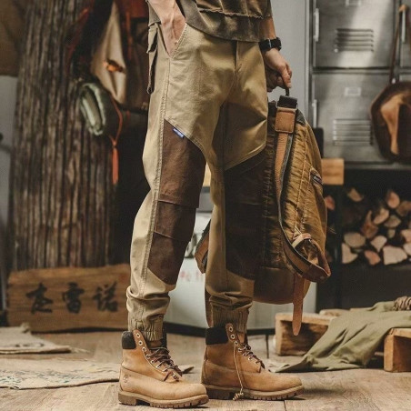 Retro workwear trousers, men's versatile leggings, casual large-size long trousers trend