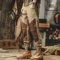 Retro workwear trousers, men's versatile leggings, casual large-size long trousers trend