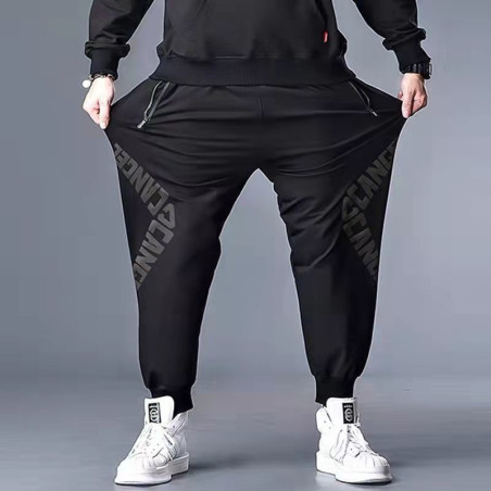 Men's sports pants, fattening, enlarged, loose sweatpants, casual sports tie-up men's trousers