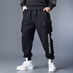 Men's sports pants, fattening, enlarged, loose sweatpants, casual sports tie-up men's trousers