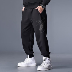 Men's sports pants, fattening, enlarged, loose sweatpants, casual sports tie-up men's trousers