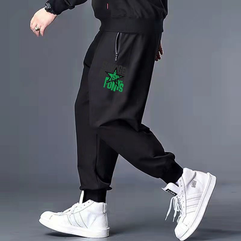 Men's sports pants, fattening, enlarged, loose sweatpants, casual sports tie-up men's trousers