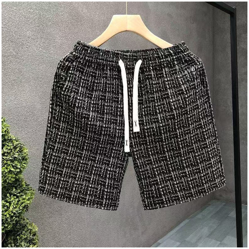 Shorts men's casual plaid five-point pants fashion brand personality fashion beach pants