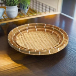 Home use bamboo storage basket handmade bamboo drying tray