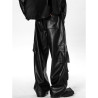 Hip-hop punk leather pants men's street workwear pants high street fashion brand multi-pocket trousers
