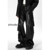 Hip-hop punk leather pants men's street workwear pants high street fashion brand multi-pocket trousers