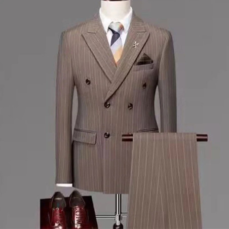 Men's striped suit full set of suit full set of men's jacket