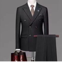 Men's striped suit full set of suit full set of men's jacket