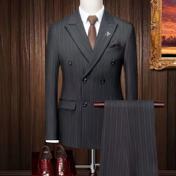 Men's striped suit full set of suit full set of men's jacket