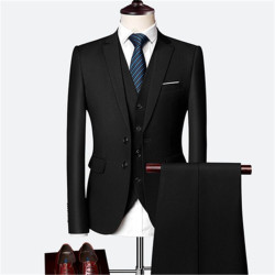 Suit set men's slim three-piece set business formal professional best man groom wedding set