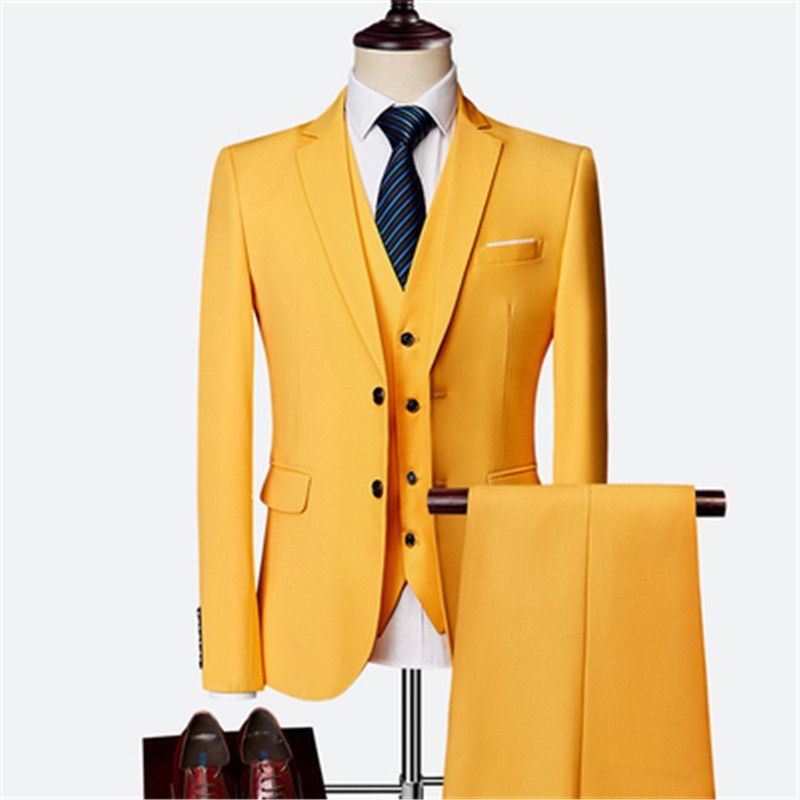 Suit set men's slim three-piece set business formal professional best man groom wedding set