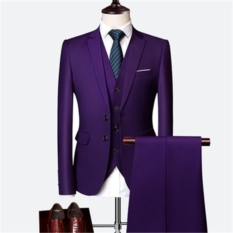 Suit set men's slim three-piece set business formal professional best man groom wedding set