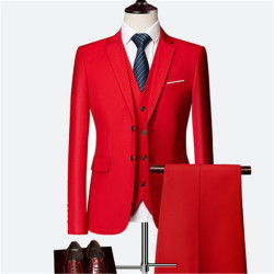 Suit set men's slim three-piece set business formal professional best man groom wedding set