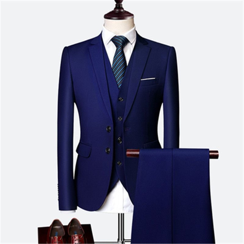 Suit set men's slim three-piece set business formal professional best man groom wedding set