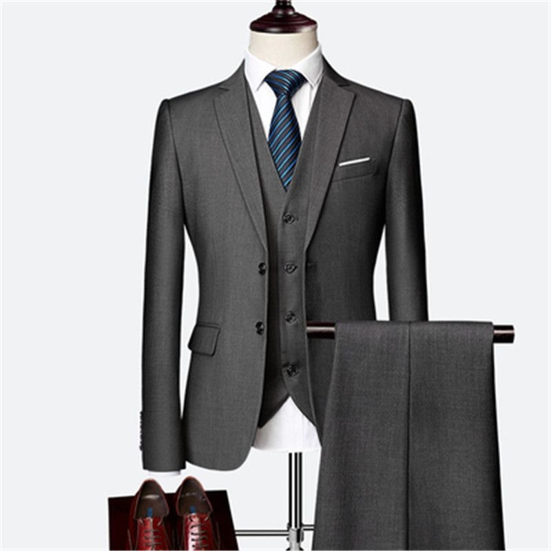 Suit set men's slim three-piece set business formal professional best man groom wedding set