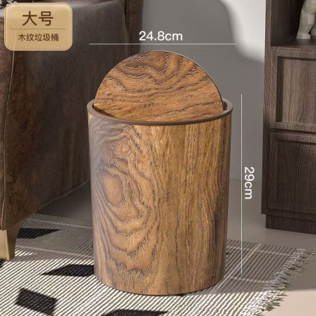 Retro imitation wood grain trash can for home use