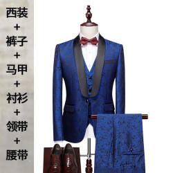 Suit set men's slim three-piece set business formal professional dress men's evening dress