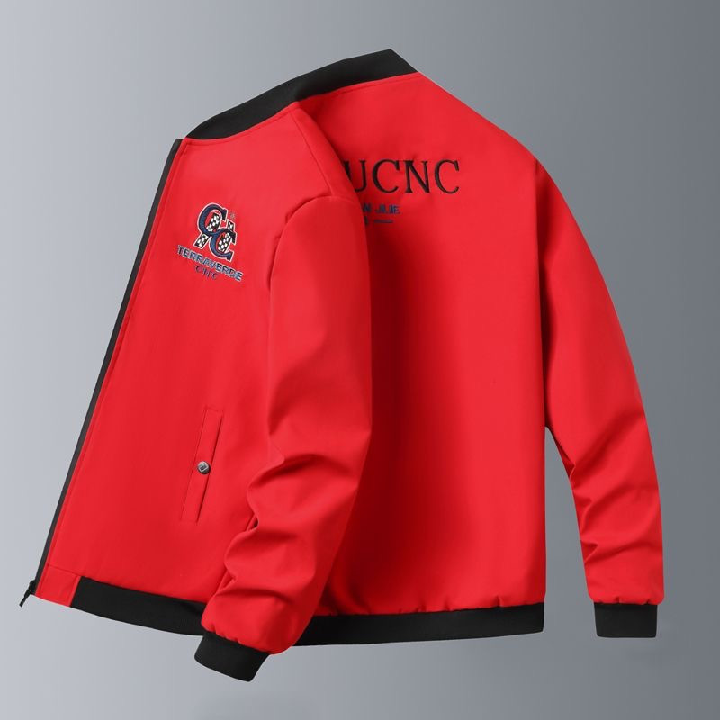 Men's jacket new slim baseball suit solid color embroidered jacket men's top clothes