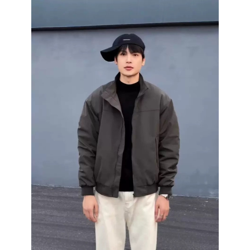 Windproof stand-up collar workwear jacket outdoor casual warm cotton top thin jacket