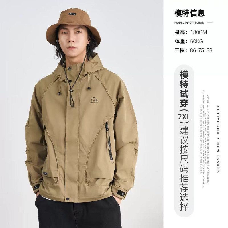 Workwear jacket mountain hooded windbreaker jacket casual loose top