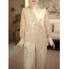 Summer new Chinese national style niche fashion suit buckle cardigan jacket + wide-leg pants two-piece set