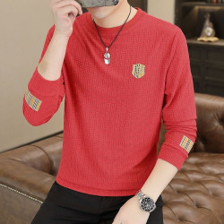 Men's round-neck sweatshirt jacquart long-sleeved T-shirt fashion undershirt