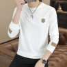 Men's round-neck sweatshirt jacquart long-sleeved T-shirt fashion undershirt