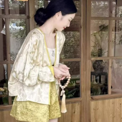 New Chinese national style top temperament set national style coat shorts two-piece set for women