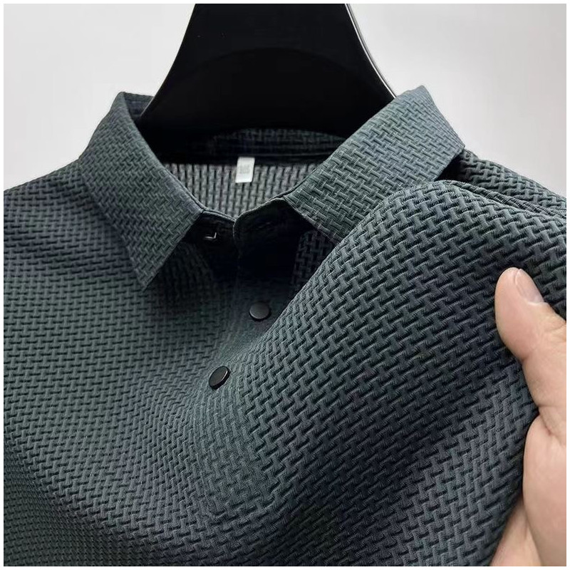 Mulberry silk high-end men's short-sleeved T-shirt business casual loose Polo shirt