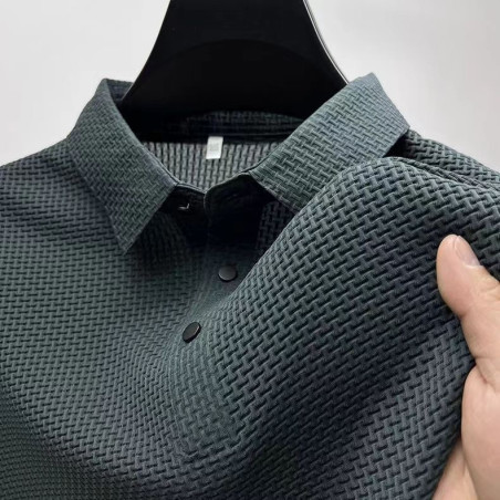 Mulberry silk high-end men's short-sleeved T-shirt business casual loose Polo shirt