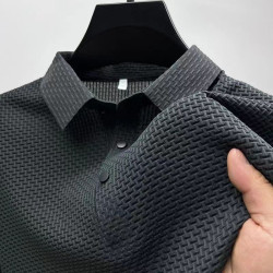 Mulberry silk high-end men's short-sleeved T-shirt business casual loose Polo shirt