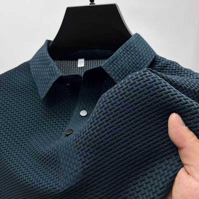 Mulberry silk high-end men's short-sleeved T-shirt business casual loose Polo shirt
