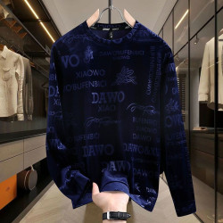 Thin fashion sweatshirt long-sleeved gold velvet high-end men's round-neck new casual bottom
