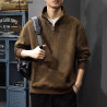 Corduroy sweatshirt retro style men's long-sleeved polo shirt half-zipper stand-up collar top