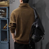 Corduroy sweatshirt retro style men's long-sleeved polo shirt half-zipper stand-up collar top