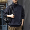 Corduroy sweatshirt retro style men's long-sleeved polo shirt half-zipper stand-up collar top